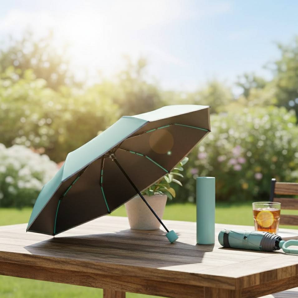 Portable Carabiner Umbrella with Reflective Edge