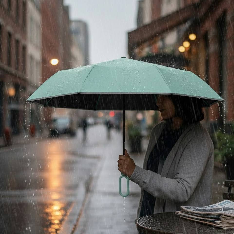 Portable Carabiner Umbrella with Reflective Edge