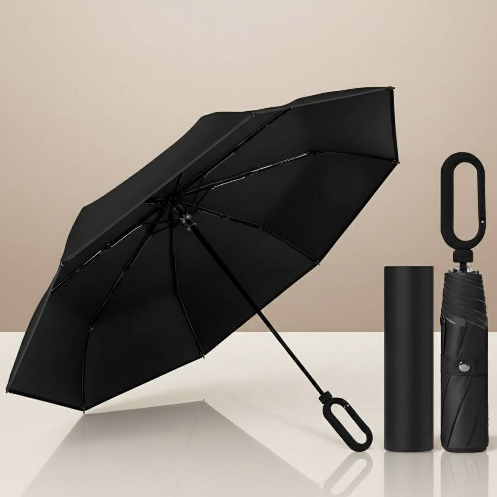 Portable Carabiner Umbrella with Reflective Edge